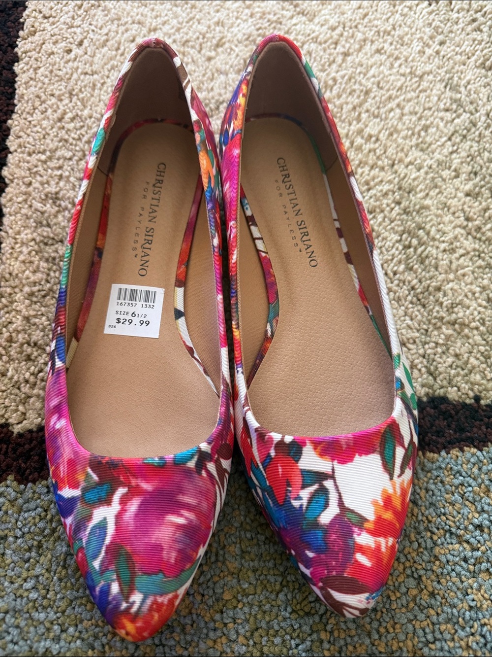 Christian Siriano Pink Floral Pointed Toe Flats